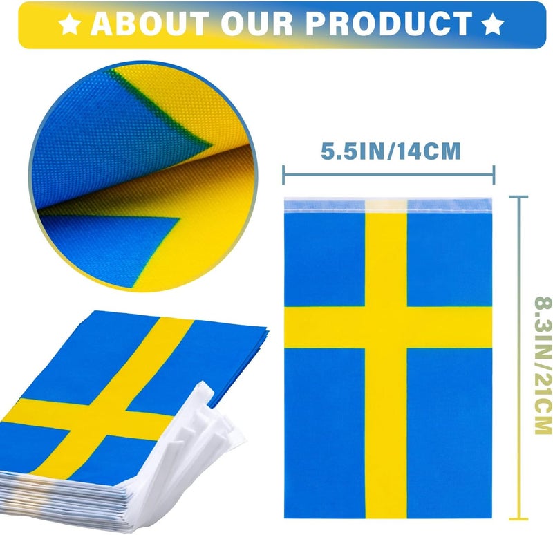 MVPRING Sweden String Flag Pennant Banner, Small Mini Swedish Flags Bunting Banner, National Country Decoration for School, Party, Sports Events, 33 Feet 30 Flags - Image 3
